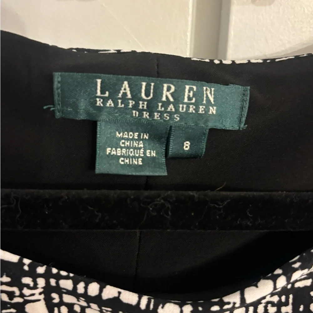 SALE - Ralph Lauren Black White Pattern Dress 3/4 Sleeve Size 8 - Picture 5 of 5